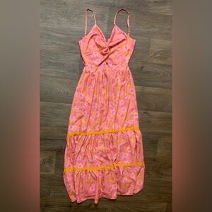 Floral Pink and Orange Maxi Dress